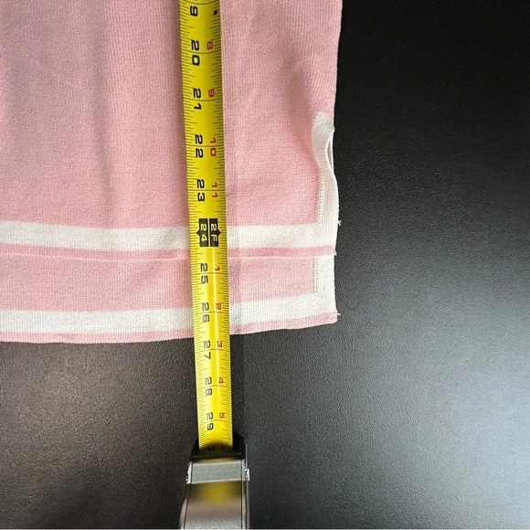 Women’s XL‎ Pink White Scoop Neck Top Split Sleeve Stretch Tunic Preppy Acadamia - Picture 8 of 12